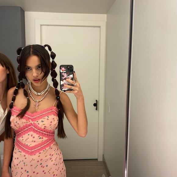 NWT Betsey Johnson Satin Printed Slip Dress Olivia Rodrigo Sour Prom Dress - Picture 2 of 11